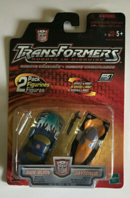 VINTAGE TRANSFORMERS ROBOTS IN DISGUISE SIDE BURN DAYTONUS HASBRO 2001 MOC NEW