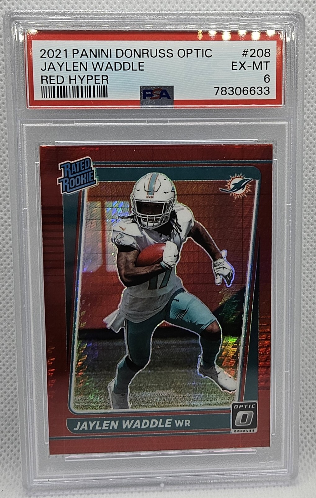 2021 Panini Donruss Optic Rated Red Hyper Prizm Jaylen Waddle #208 Rookie RC