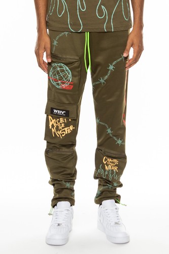 Herren Freizeithose Streetwear schmale Passform Hose Cargo Jogger Hip Hop Grafik Hose - Bild 25 von 32