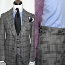 Men's Plaid Suits Slim Fit 3 Pieces Single Breasted Wide Lapel Wedding Outfits