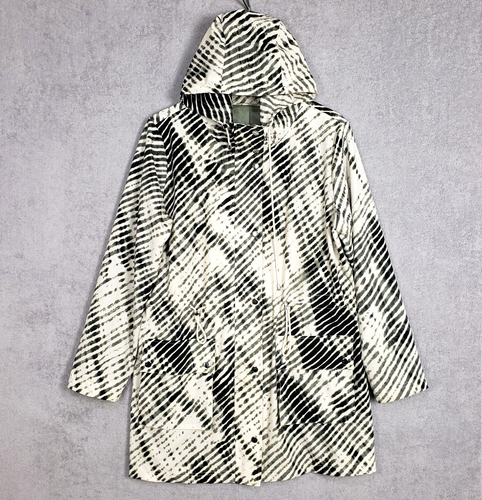Soft Surroundings Large Jacket Go Lively Hooded Anorak Green Shibori Lined Rain - 第 1/12 張圖片