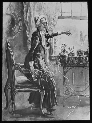VINTAGE magische Laternenfolie BETSY TROTWOOD UM 1927 CHAS DICKENS DAVID COPPERFIELD