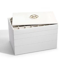 Vlando Jewelry Tray for Necklaces Earrings Ring Storage Drawer Chest Organizer