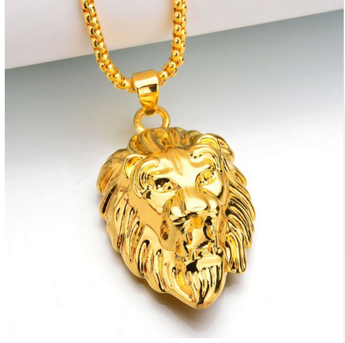 Mens Lion Pendant Necklace Chain 