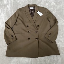 Farhi Nicole Farhi Double Breasted Blazer Womens Xs Khaki Nwt