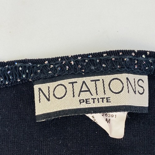 Notations Petite Top Womens Size Medium Short Sleeve Stretch Vintage Glitter Top - Picture 3 of 16