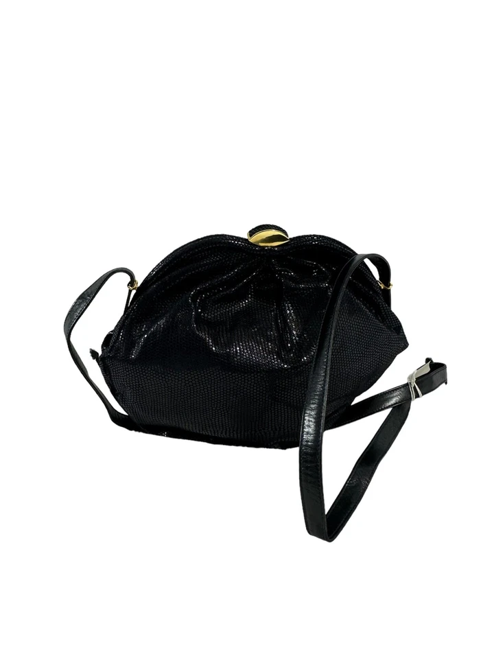 Bolso de cuero genuino vintage FRANCO BELLINI azul marino con estampado de lagarto Foto 3 de 4