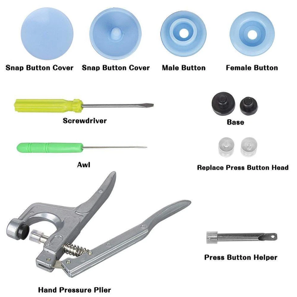 150/360pcs Sewing Fasteners Button T5 Plastic Snaps Poppers DIY Plier Tools Kit - Image 3 of 4