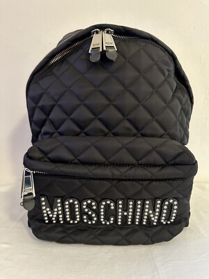 🔥New Moschino Milano Quilted Logo stud Black Backpack 🎒🔥❤️ | eBay