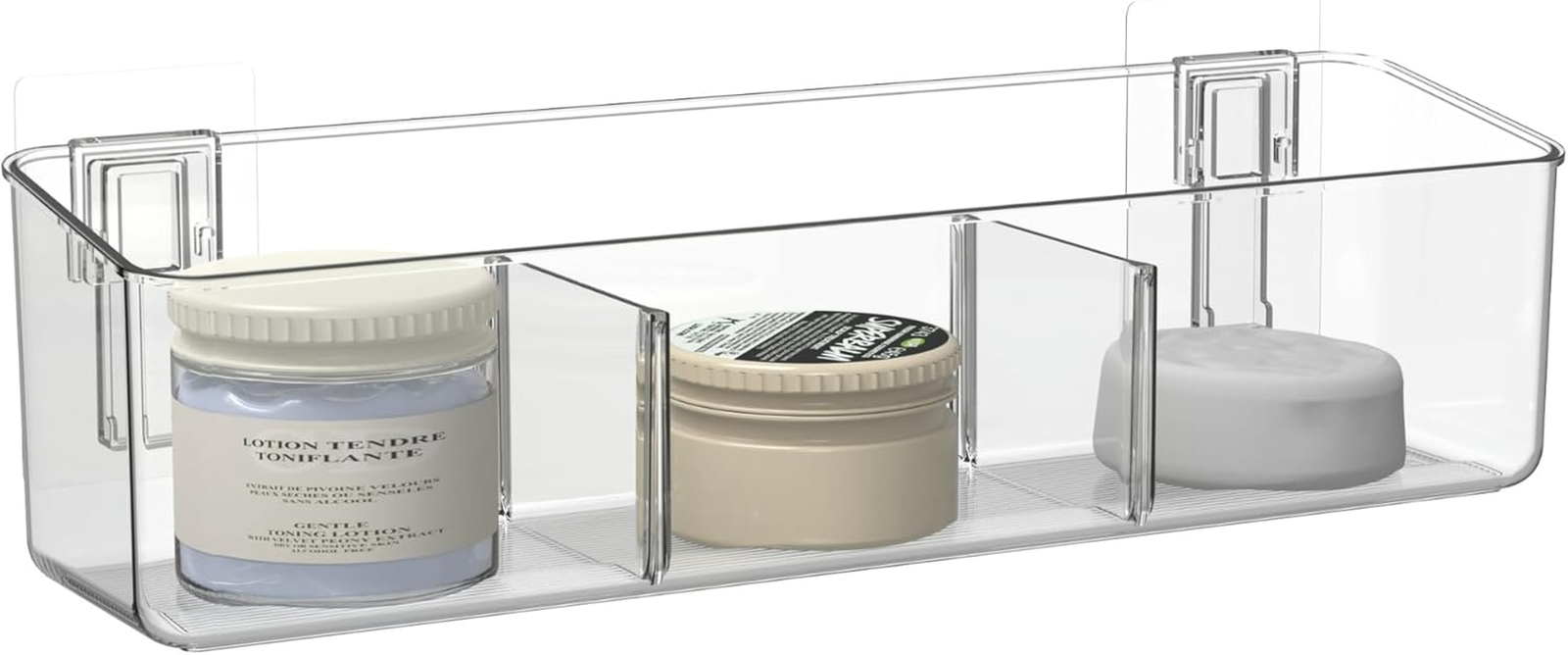 Adhesive Plastic Cabinet Door Organizer with Storage Container