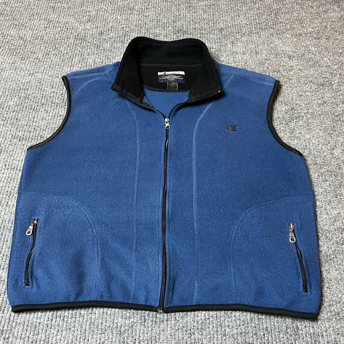Champion Vest Mens Size XL Fleece Blue Full Zip Pockets logo