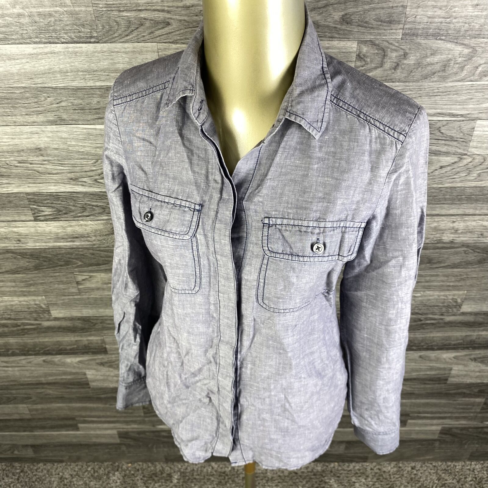 ANN TAYLOR LOFT Button Down Two Front Pockets  Gr… - image 2