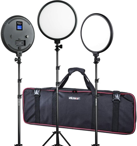 3 Pack VILTROX VL500T Round Video Light Studio Light kit Bi-Color with Stand