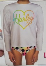 Hurley Youth Girls Swim Top Rash Guard UPF 50 Long Sleeve Pullover Size 4 NEW
