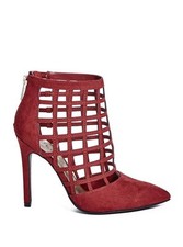 Guess Women's Daleney Caged Heels In Red Faux Suede Size 9