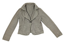 RENE LEZARD Blazer Jacke Damen 42 Grün-Grau Baumwolle Geknöpft Sommerjacke