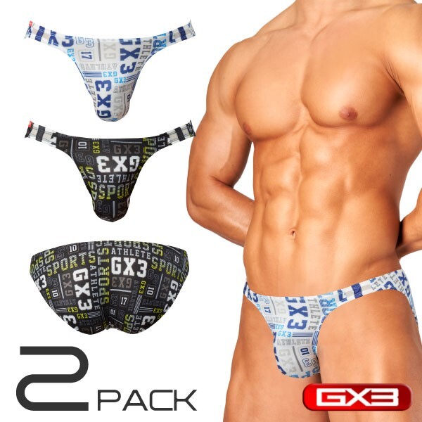 2PACK GX3 GLOSS SPORTS LOGO PRINT V BIKINI BRIEF JAPAN