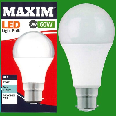 4x 10W (=60W) GLS BC B22 LED Light Bulb Lamp, 6500K Daylight White 806Lm Maxim