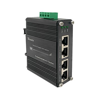 2 Ports Hardened Industrial Gigabit PoE+ Injector 30W Max Per Port 12~48VDC P...