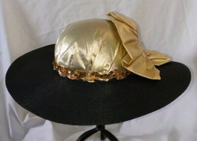 Gold sparkly church hat Giovanna Church Hat HR1012-Gold main image 4