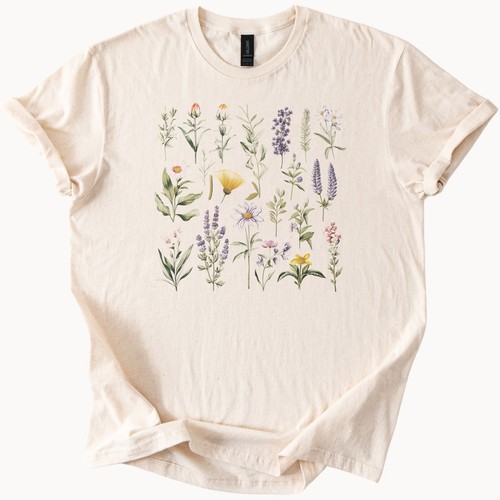 Botanical Wildflower Tee Floral Graphic Shirt Nature Gift