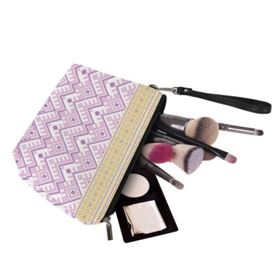 #ad #ad Gorgeous Brocade Portable Cosmetic Bag Large Travel PU Leather Makeup Pouch