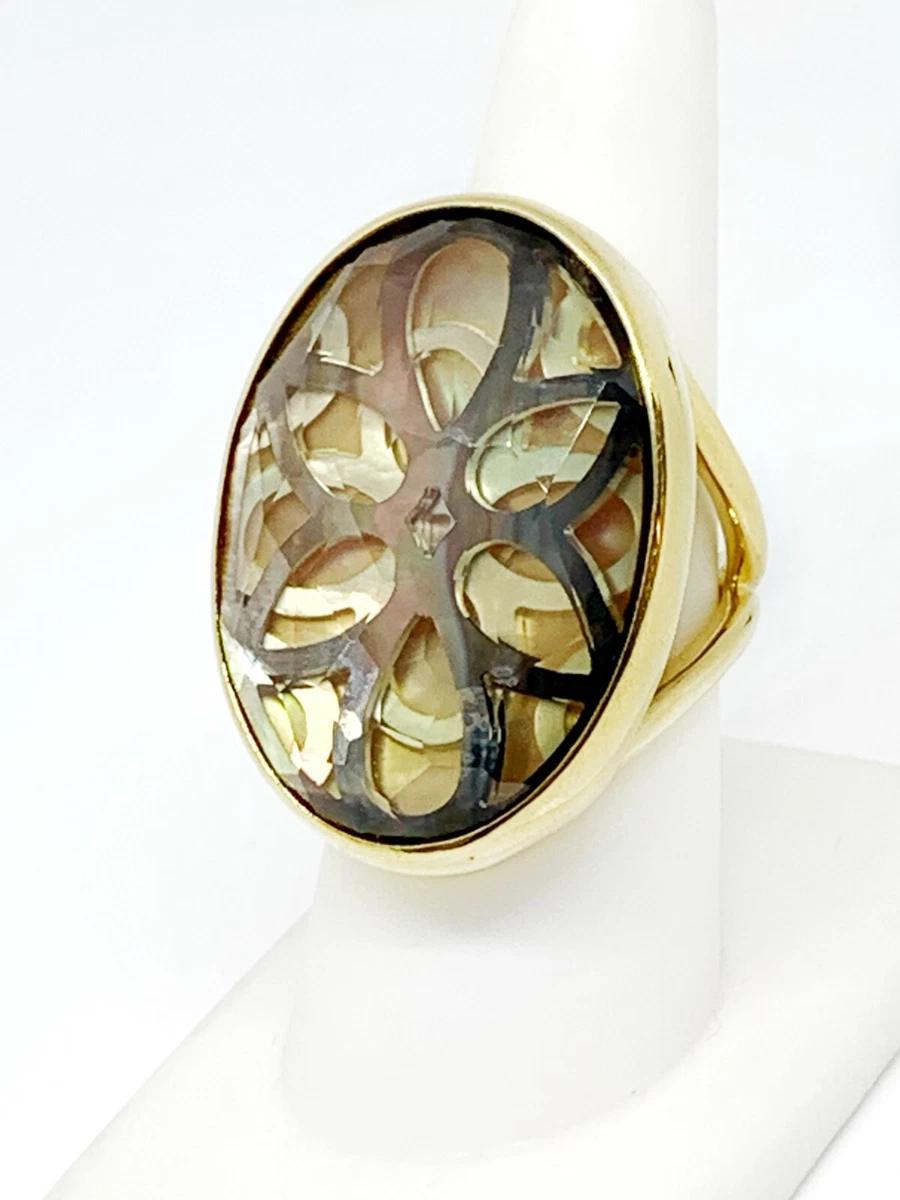 Ippolita Clear Quartz Mother of Pearl 18 Karat Yellow Gold Ring