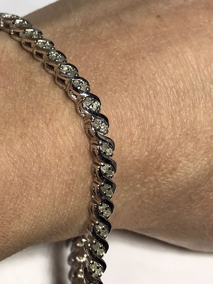 DBJ .925 Vintage Rhinestone Tennis Bracelet Fancy Clasp DBJ .925 Vintage Rhinestone Tennis Bracelet Fancy Clasp