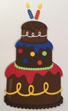 PREMADE SCRAPBOOK PAPER PIECING FOR LAYOUT ALBUM OR CARD-BOY-GIRL-BIRTHDAY CAKE