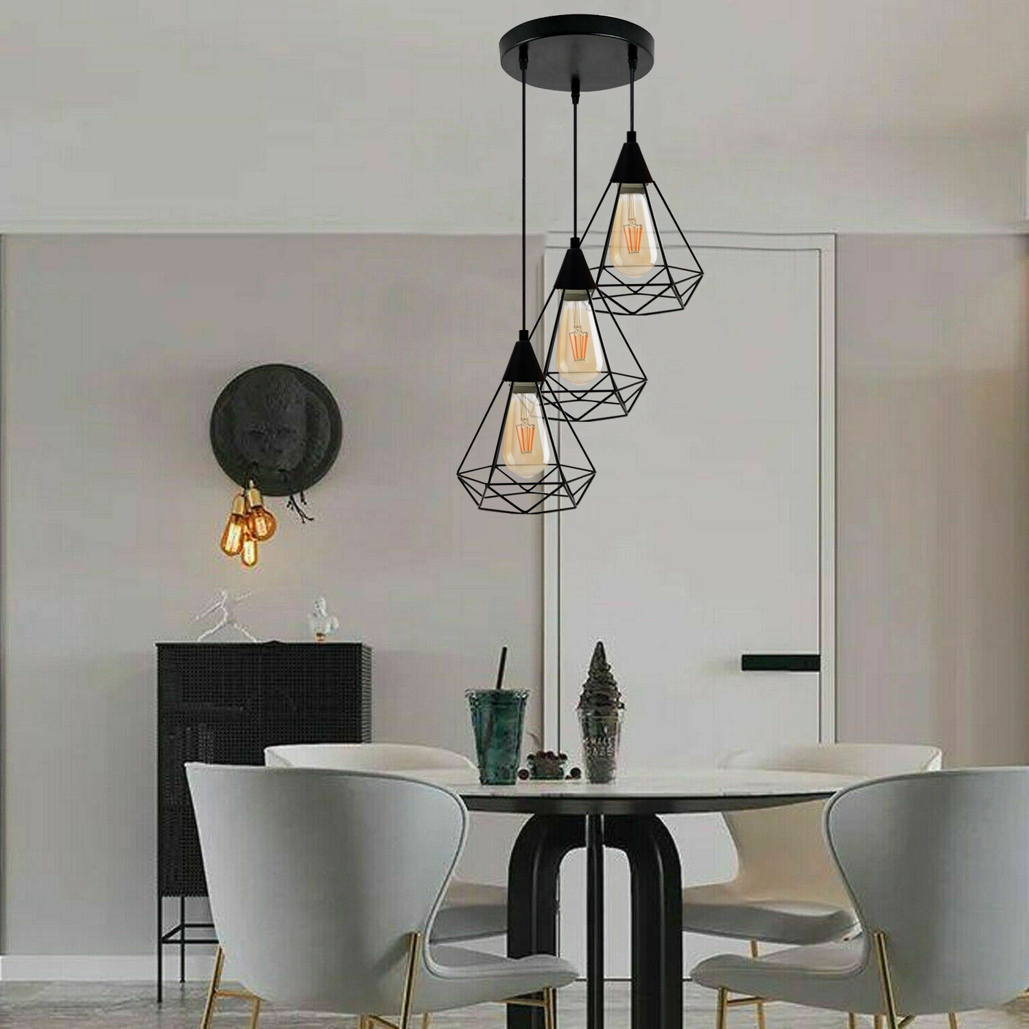 Industrial Wire Diamond Retro Hallway Pendant Ceiling Top Light Cage Lamp Shade