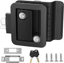 Upgraded RV Door Lock Replacement Black Latch with Paddle Deadbolt
