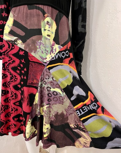 Desigual Multi Make The World Better Art To Wear Knit Fit Flare Dress Size L EUC - Picture 15 of 21
