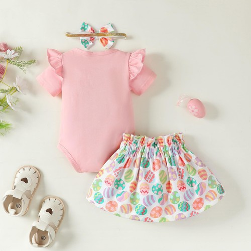 Baby Girl Easter Outfits Infant Clothes Short Sleeve Romper Overall Skirt Dre... - Picture 4 of 8