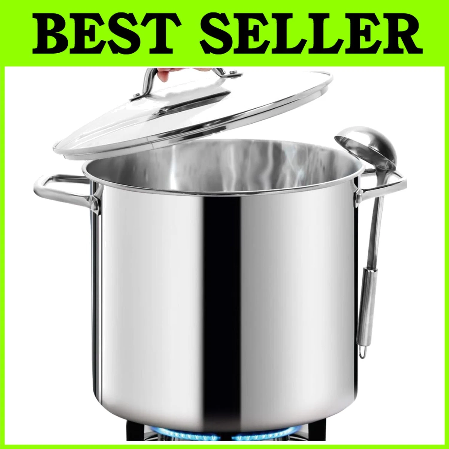 Large 24Qt Stockpot with Lid - Healthy Cookware