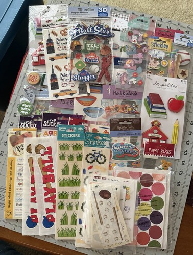 Large Lot of Random Scrapbooking/Craft Stickers - Some Partially Used