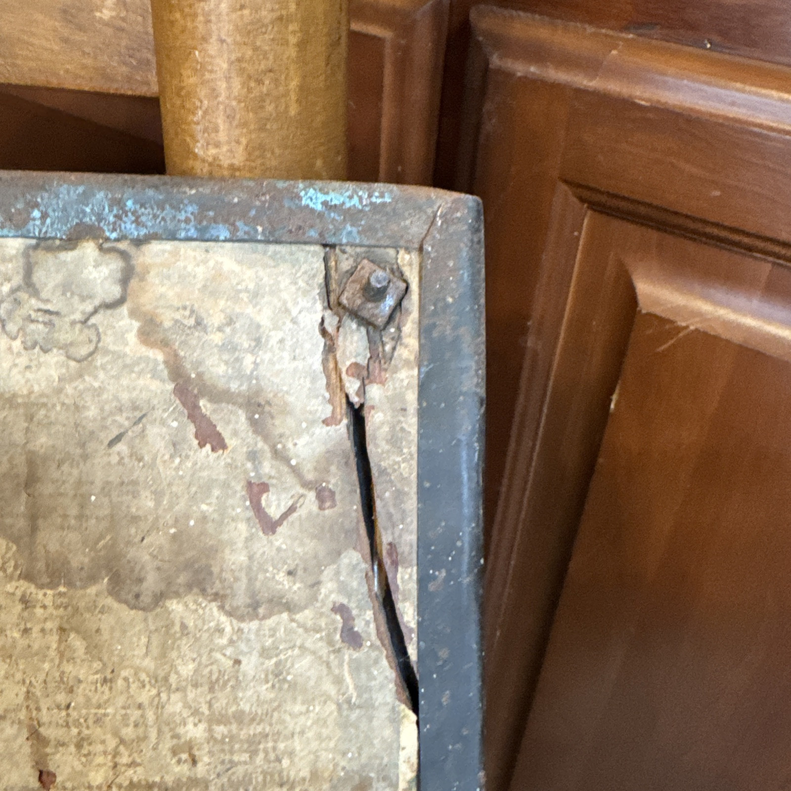 1890s Antique USS OLYMPIA Our Nations Pride Hammered Copper On Wood Mirror RARE