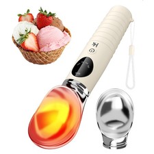 Heated Ice Cream Scoop Rechargeable with 4-Temp Settings, LED Display, IPX6