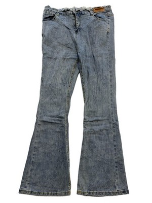 Wish Me Luck Jeans Womens 2XL Blue Medium Wash High Rise Flare Distressed 35x30