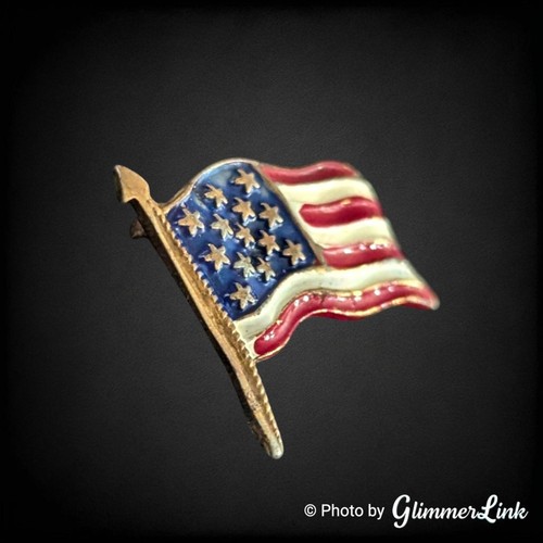 Antiguo Pin Bandera Americana - Esmalte Rojo Blanco y Azul Era Primera Guerra Mundial Prendedor Solapa Patriótica - Imagen 2 de 6