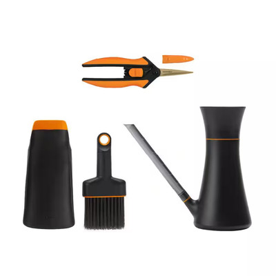Indoor Garden 3-Piece Garden Tool Set-Watering Can, Scoop Brush, Micro-Tip Pruni