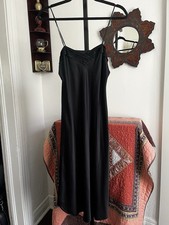 Elegant Black Silk Gold Label Victoria s Secret Midi Slip Dress Size Medium