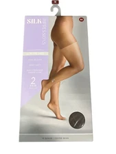 Silk Impressions Ultra Fine Sheer Tights Size Medium Silky 2 Pair 15 Denier NEW