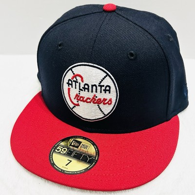 New Era Atlanta Crackers Team Logo MiLB 59FIFTY Fitted Hat Sz 7 Blue Baseball
