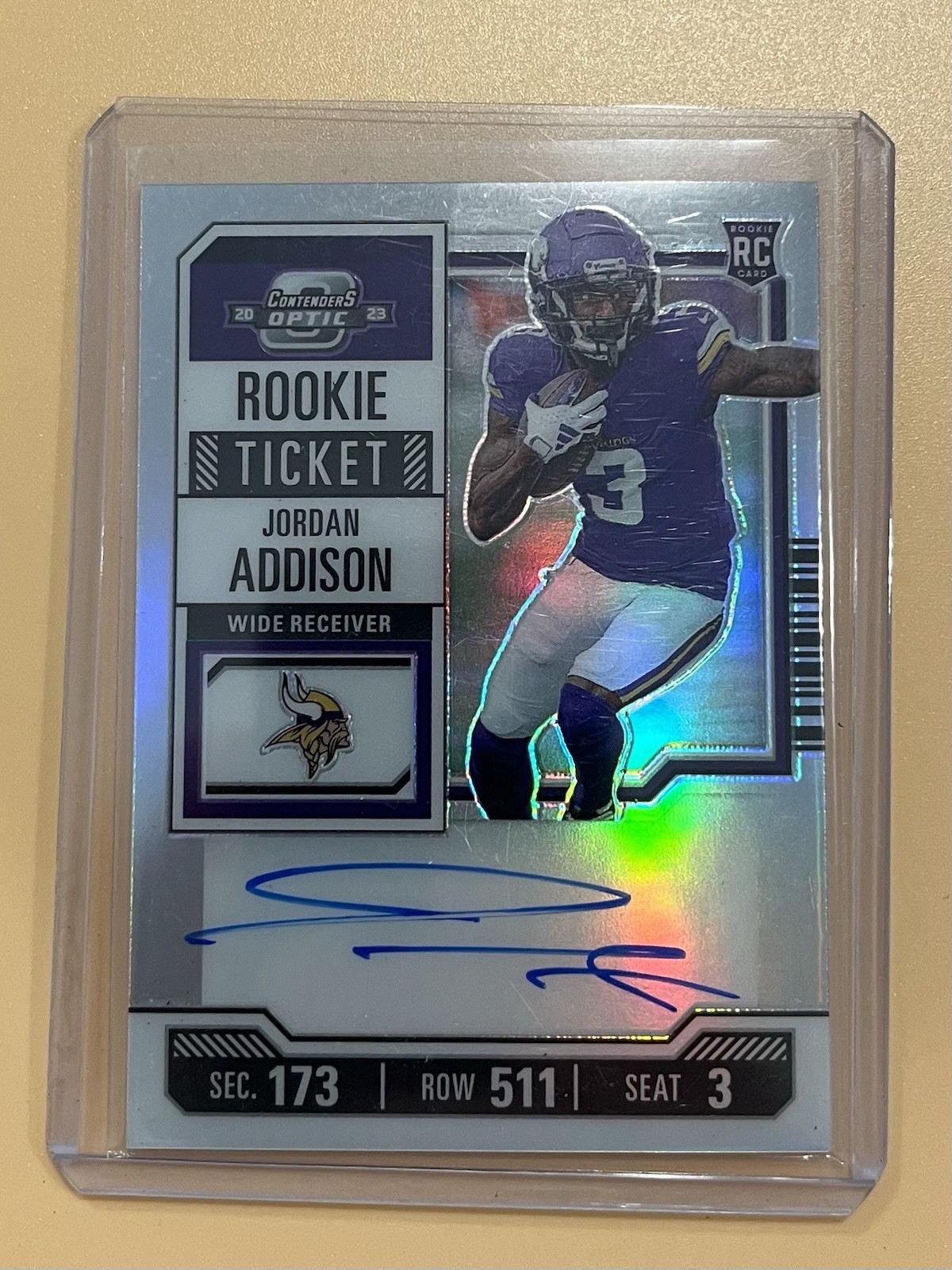 2023 Panini Contenders Optic - Jordan Addison Rookie Ticket Auto Silver Prizm