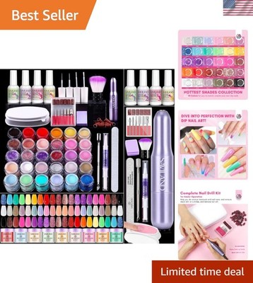 Dip Powder Nail Kit with Drill: Starter Set 30 Colors Summer Spring Keratin D...