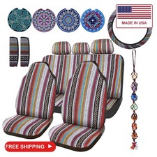 Frienda 14 Pcs Baja Saddle Blanket Car Seat Covers Full Set, Stripe Style