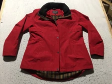 Pendleton Rain Jacket Womens XL Red Full Zip Pockets Lined Packable Hood