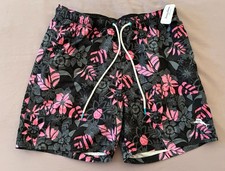 Men's TOMMY BAHAMA Black Pink  Floral Swimsuit Swim Trunks M Medium NWT NEW