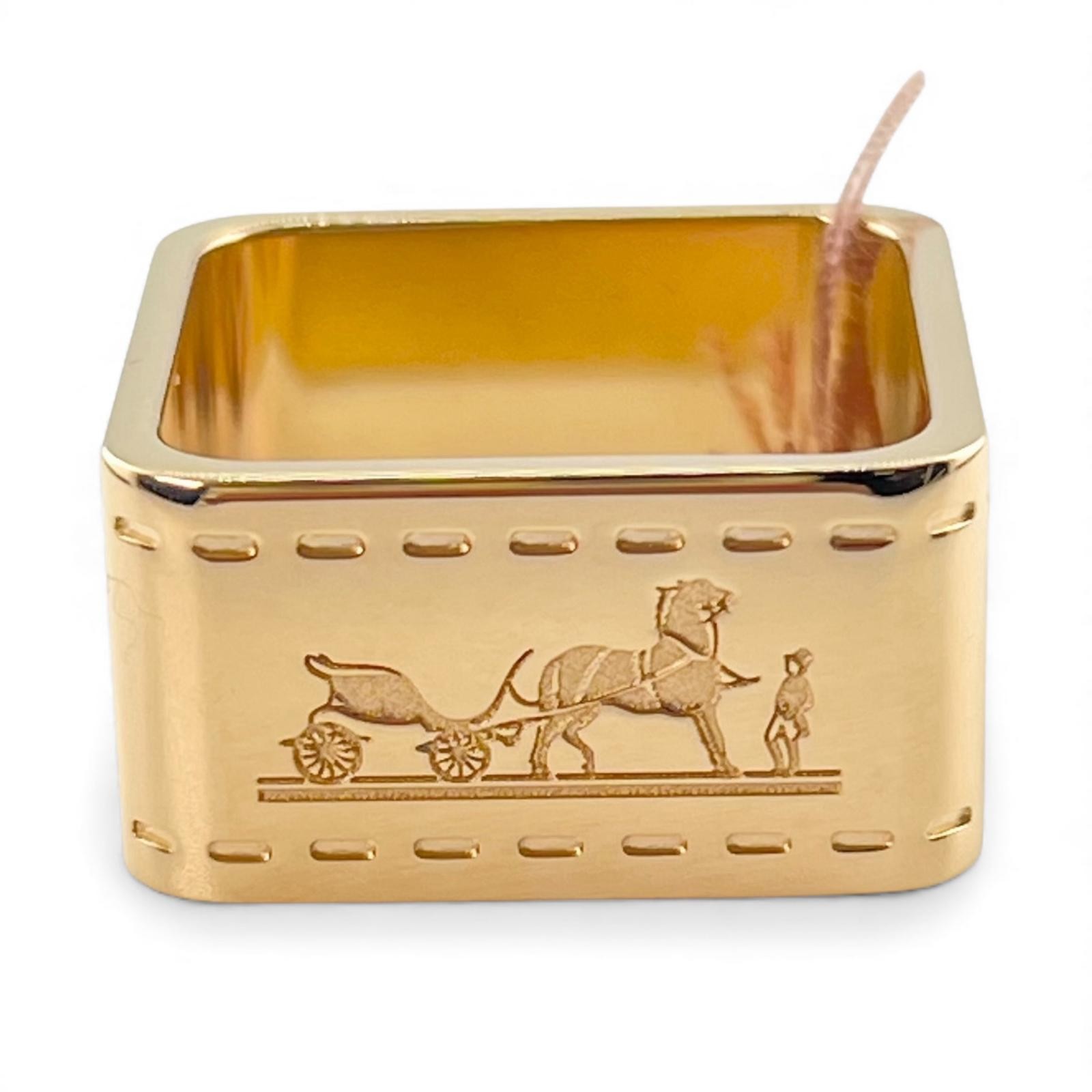 Pristine HERMES Scarf ring BOLDUC Square gold Wom… - image 3