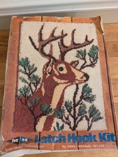 Vintage 1980 MH WILD BUCK Latch Hook Wall Rug Hanging Kit 24X34 34003 Complete 